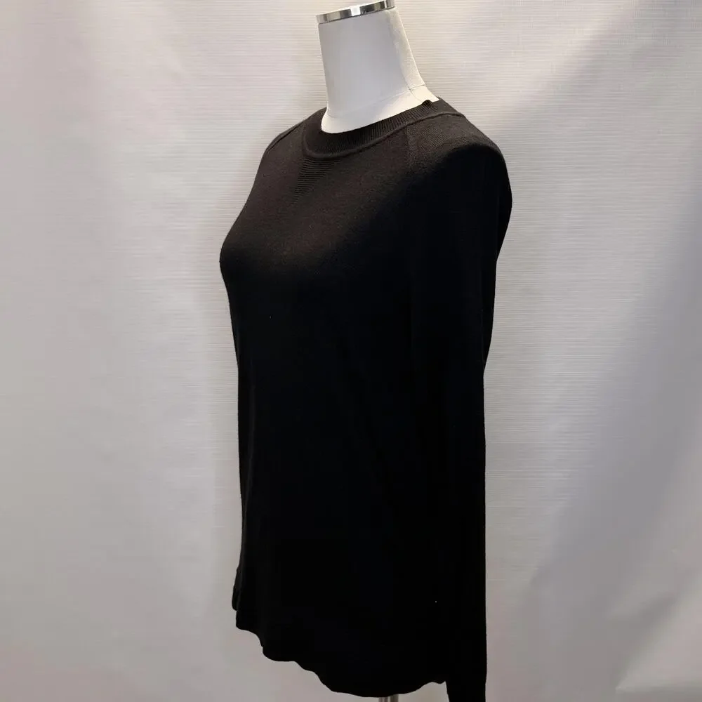 Lululemon Sweater Womens Medium Black Cashmere Cotton Crewneck Knit Pullover